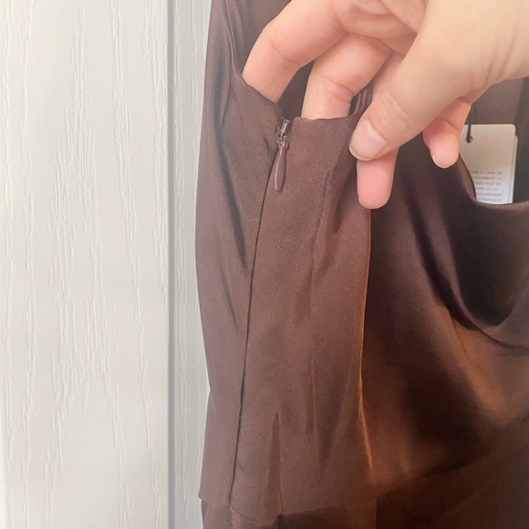 NWT Reiss Julietta brown satin midi dress size 4 - Picture 5 of 8
